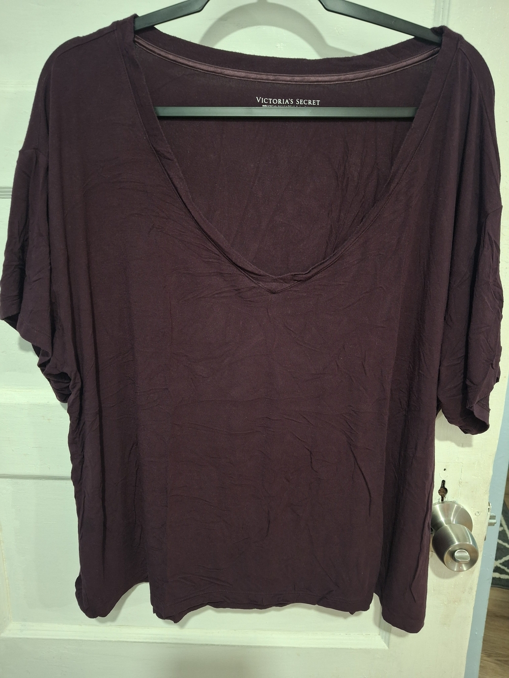 Victoria's Secret Deep Plum V-Neck Short Sleeve Top